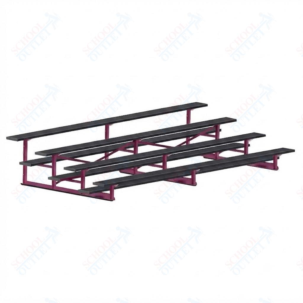 Jaypro Sports Bleacher - 4 Row - Single Foot Plank, Aluminum & Steel Bleachers, Powder Coated - 15' L (BLCH-4PC) - SchoolOutlet