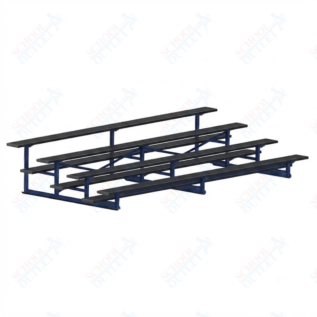 Jaypro Sports Bleacher - 4 Row - Single Foot Plank, Aluminum & Steel Bleachers, Powder Coated - 15' L (BLCH-4PC) - SchoolOutlet