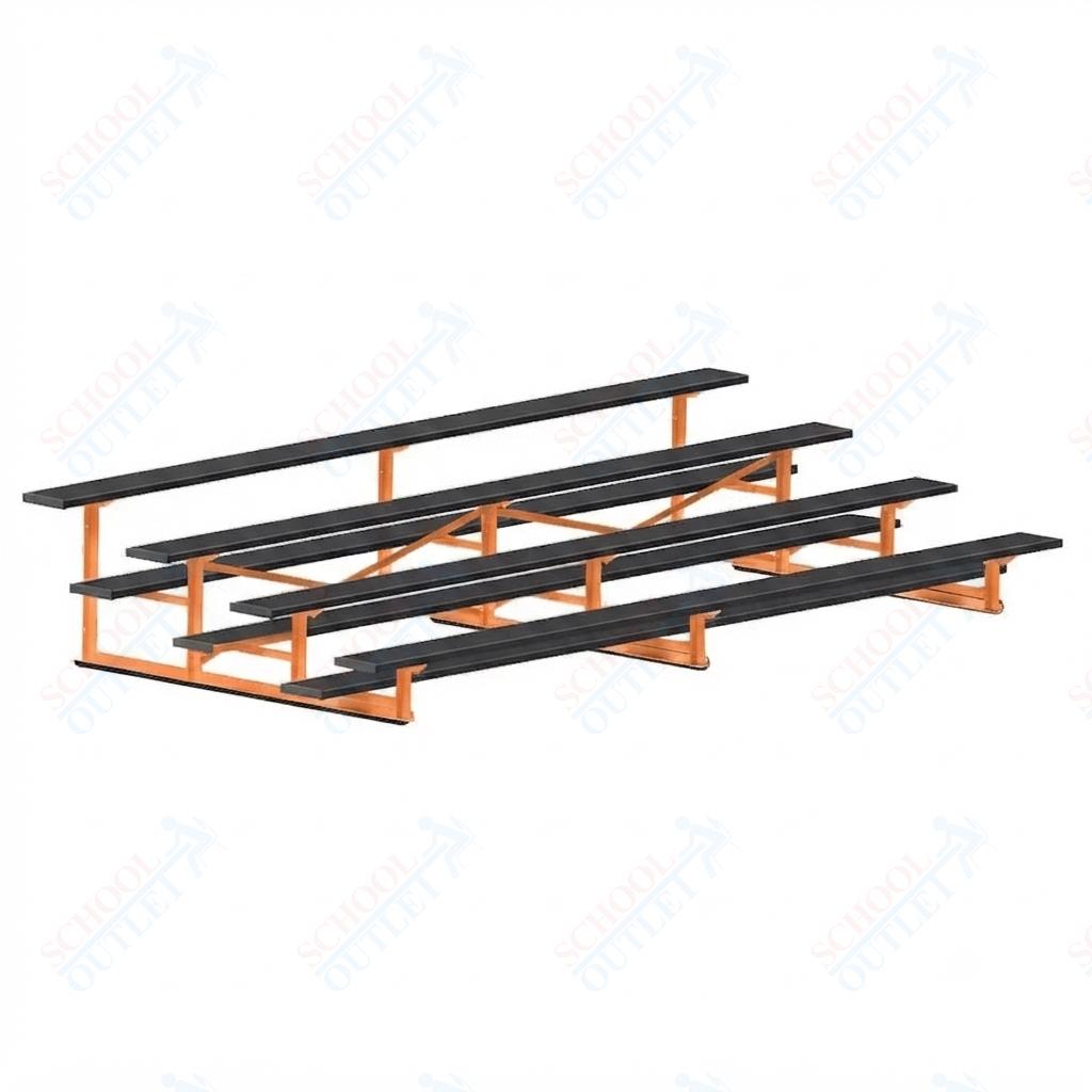 Jaypro Sports Bleacher - 4 Row - Single Foot Plank, Aluminum & Steel Bleachers, Powder Coated - 15' L (BLCH-4PC) - SchoolOutlet