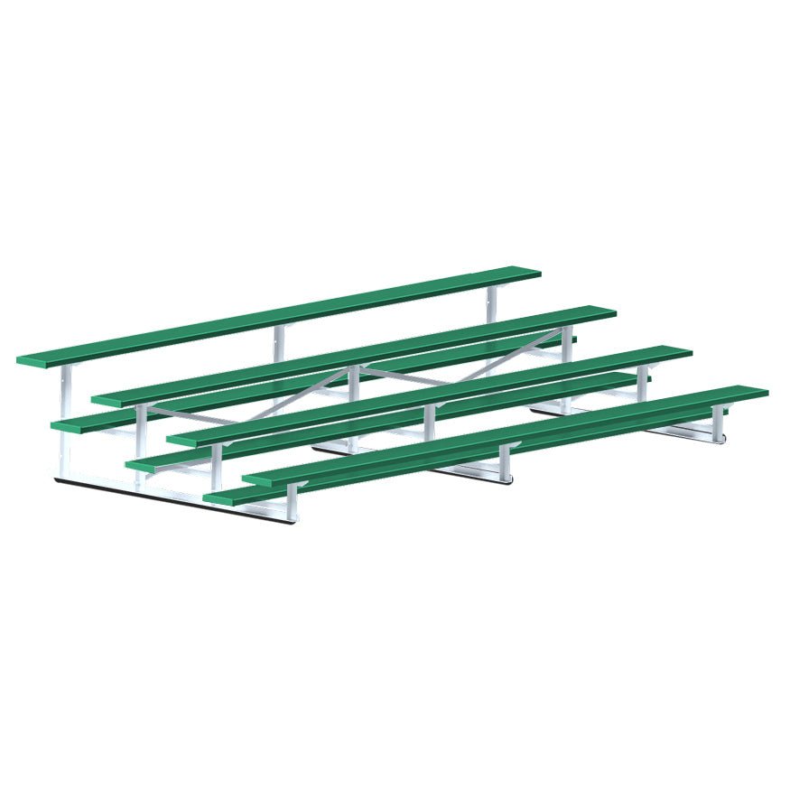 Jaypro Sports Bleacher - 4 Row - Single Foot Plank, Aluminum & Steel Bleachers, Powder Coated - 15' L (BLCH-4PC) - SchoolOutlet
