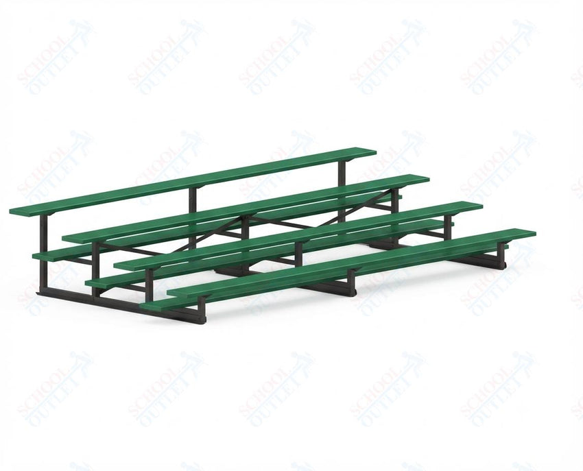 Jaypro Sports Bleacher - 4 Row - Single Foot Plank, Aluminum & Steel Bleachers, Powder Coated - 15' L (BLCH-4PC) - SchoolOutlet