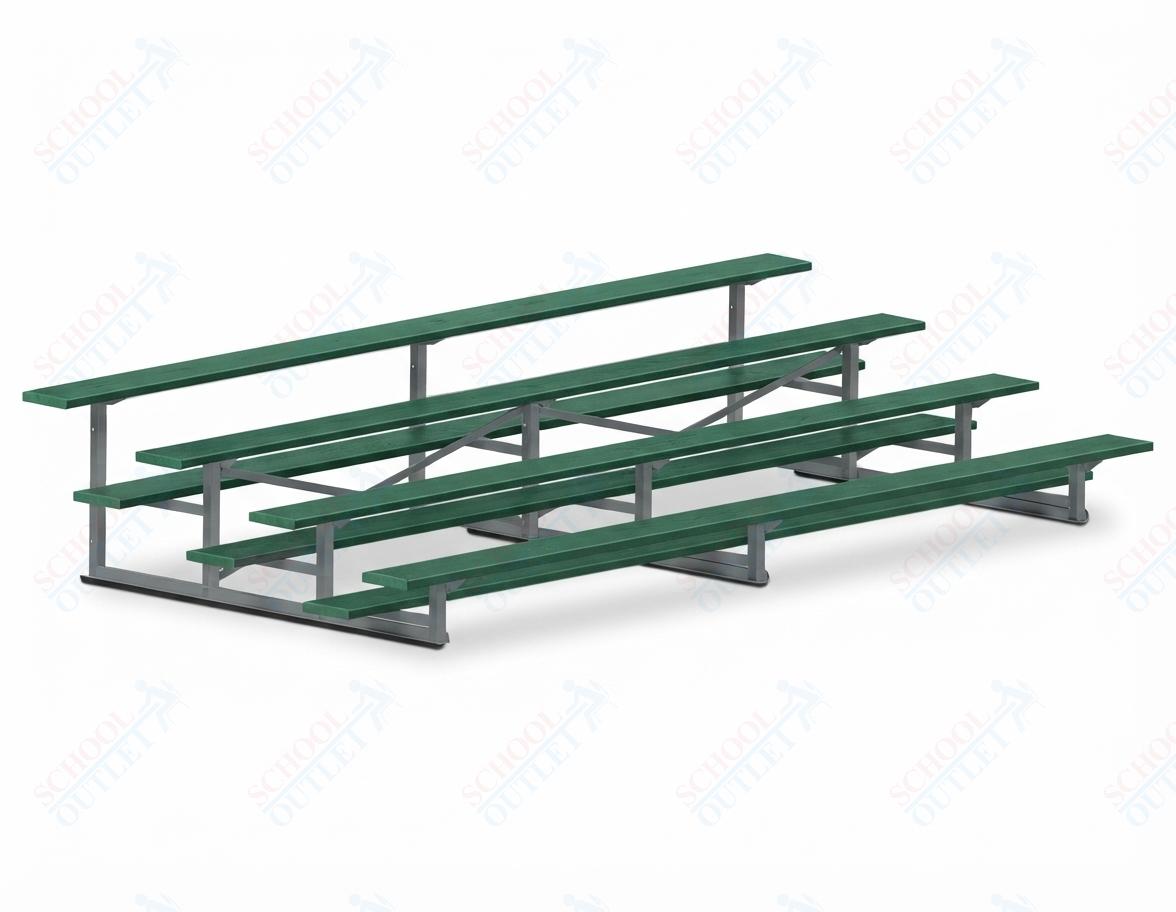 Jaypro Sports Bleacher - 4 Row - Single Foot Plank, Aluminum & Steel Bleachers, Powder Coated - 15' L (BLCH-4PC) - SchoolOutlet