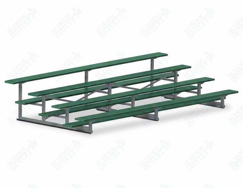 Jaypro Sports Bleacher - 4 Row - Single Foot Plank, Aluminum & Steel Bleachers, Powder Coated - 15' L (BLCH-4PC) - SchoolOutlet