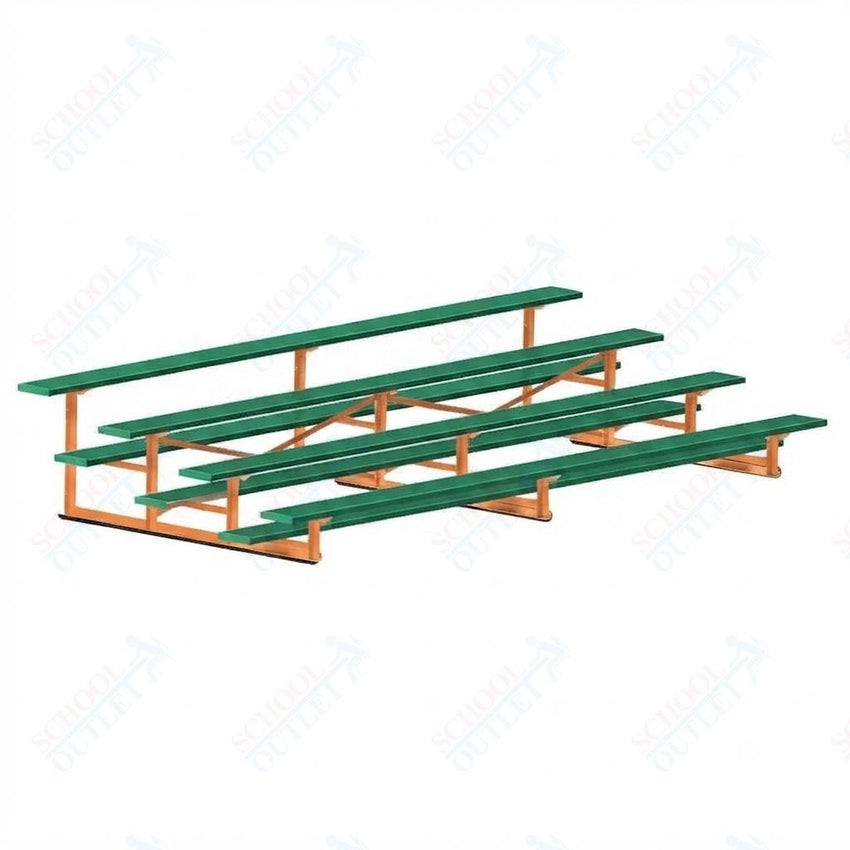 Jaypro Sports Bleacher - 4 Row - Single Foot Plank, Aluminum & Steel Bleachers, Powder Coated - 15' L (BLCH-4PC) - SchoolOutlet