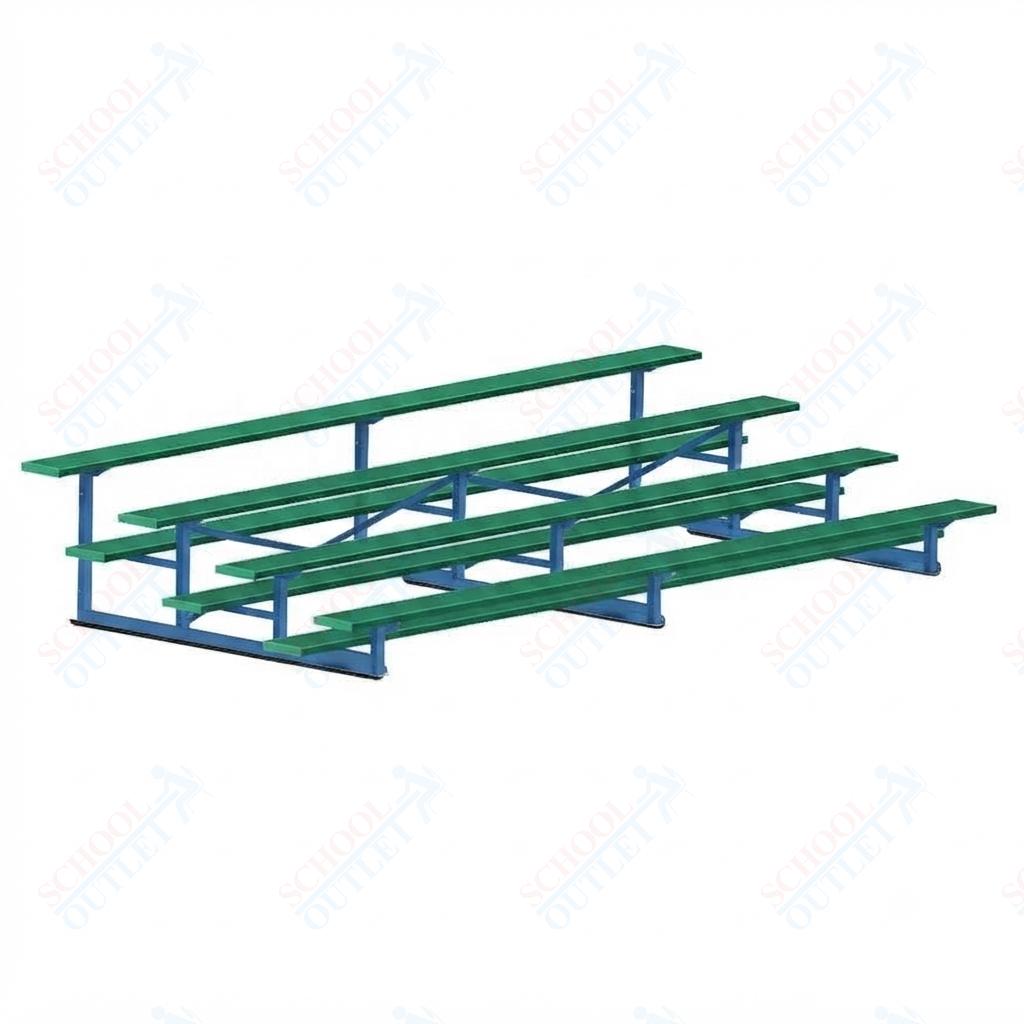 Jaypro Sports Bleacher - 4 Row - Single Foot Plank, Aluminum & Steel Bleachers, Powder Coated - 15' L (BLCH-4PC) - SchoolOutlet