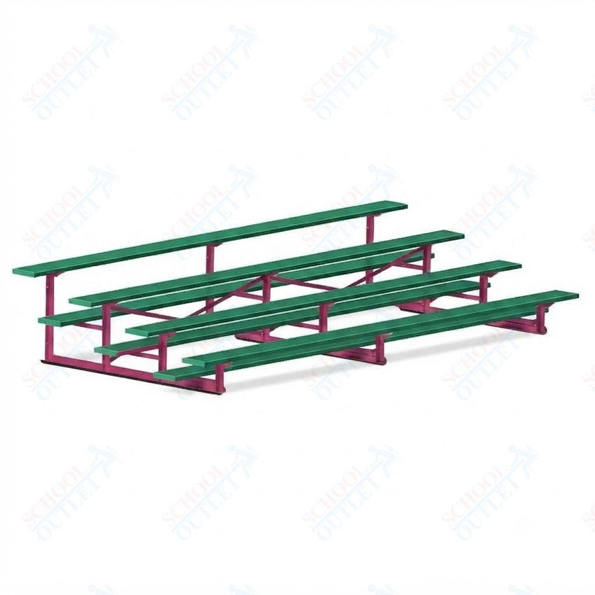 Jaypro Sports Bleacher - 4 Row - Single Foot Plank, Aluminum & Steel Bleachers, Powder Coated - 15' L (BLCH-4PC) - SchoolOutlet