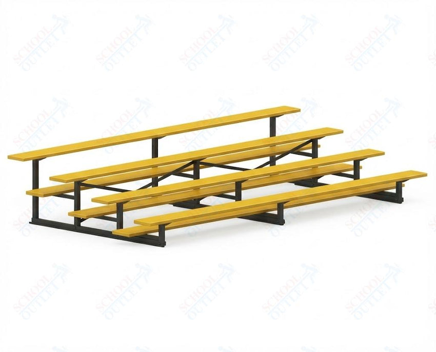 Jaypro Sports Bleacher - 4 Row - Single Foot Plank, Aluminum & Steel Bleachers, Powder Coated - 15' L (BLCH-4PC) - SchoolOutlet