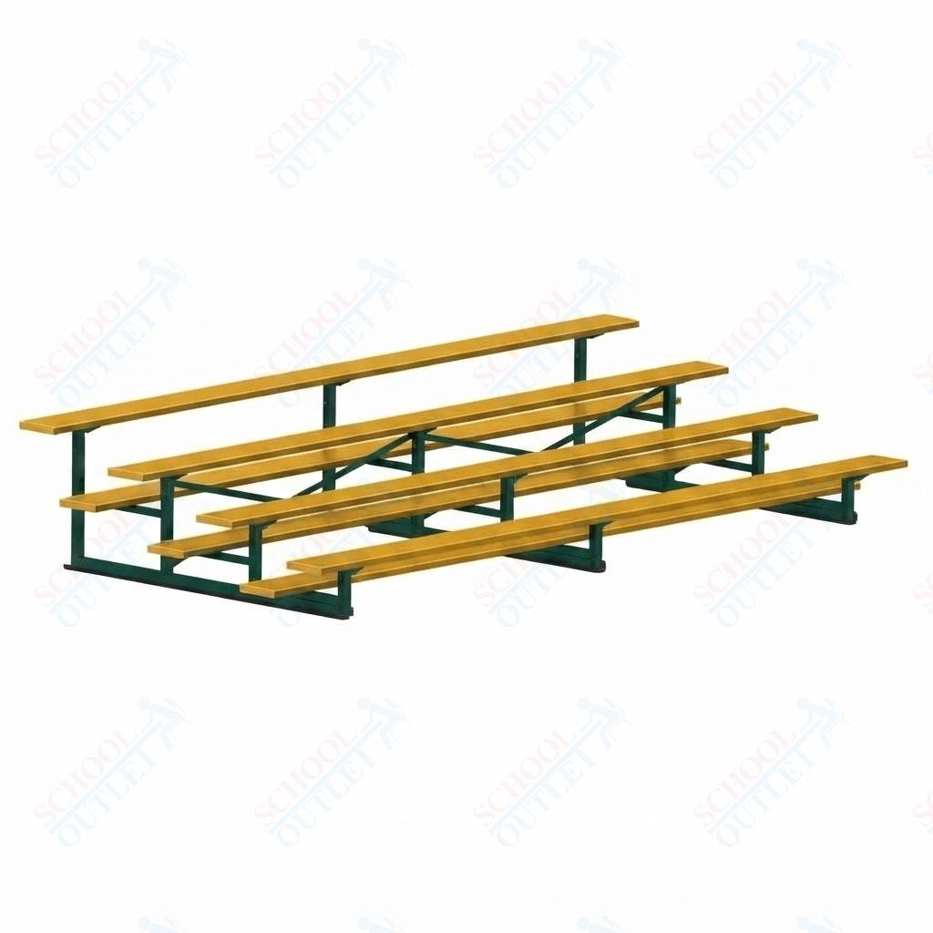 Jaypro Sports Bleacher - 4 Row - Single Foot Plank, Aluminum & Steel Bleachers, Powder Coated - 15' L (BLCH-4PC) - SchoolOutlet