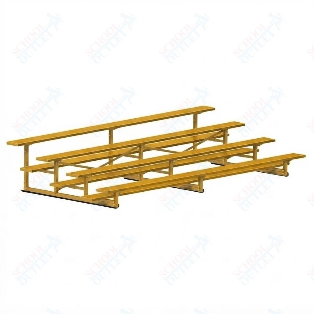 Jaypro Sports Bleacher - 4 Row - Single Foot Plank, Aluminum & Steel Bleachers, Powder Coated - 15' L (BLCH-4PC) - SchoolOutlet