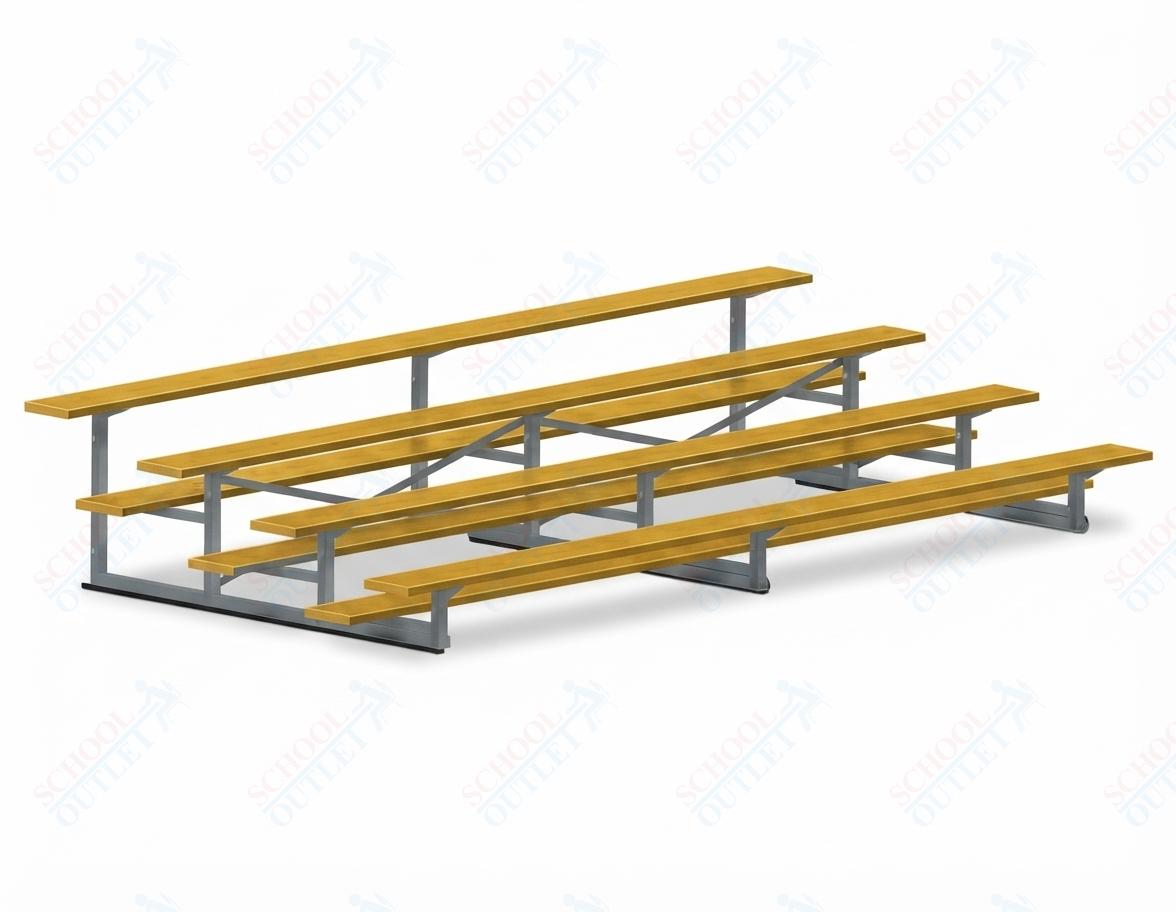 Jaypro Sports Bleacher - 4 Row - Single Foot Plank, Aluminum & Steel Bleachers, Powder Coated - 15' L (BLCH-4PC) - SchoolOutlet