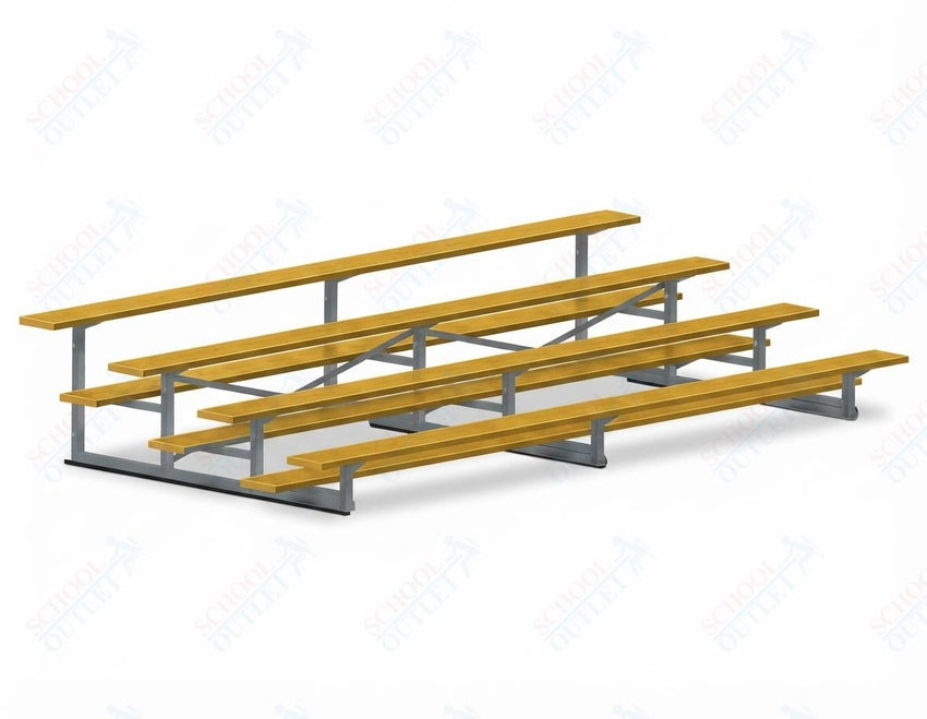 Jaypro Sports Bleacher - 4 Row - Single Foot Plank, Aluminum & Steel Bleachers, Powder Coated - 15' L (BLCH-4PC) - SchoolOutlet