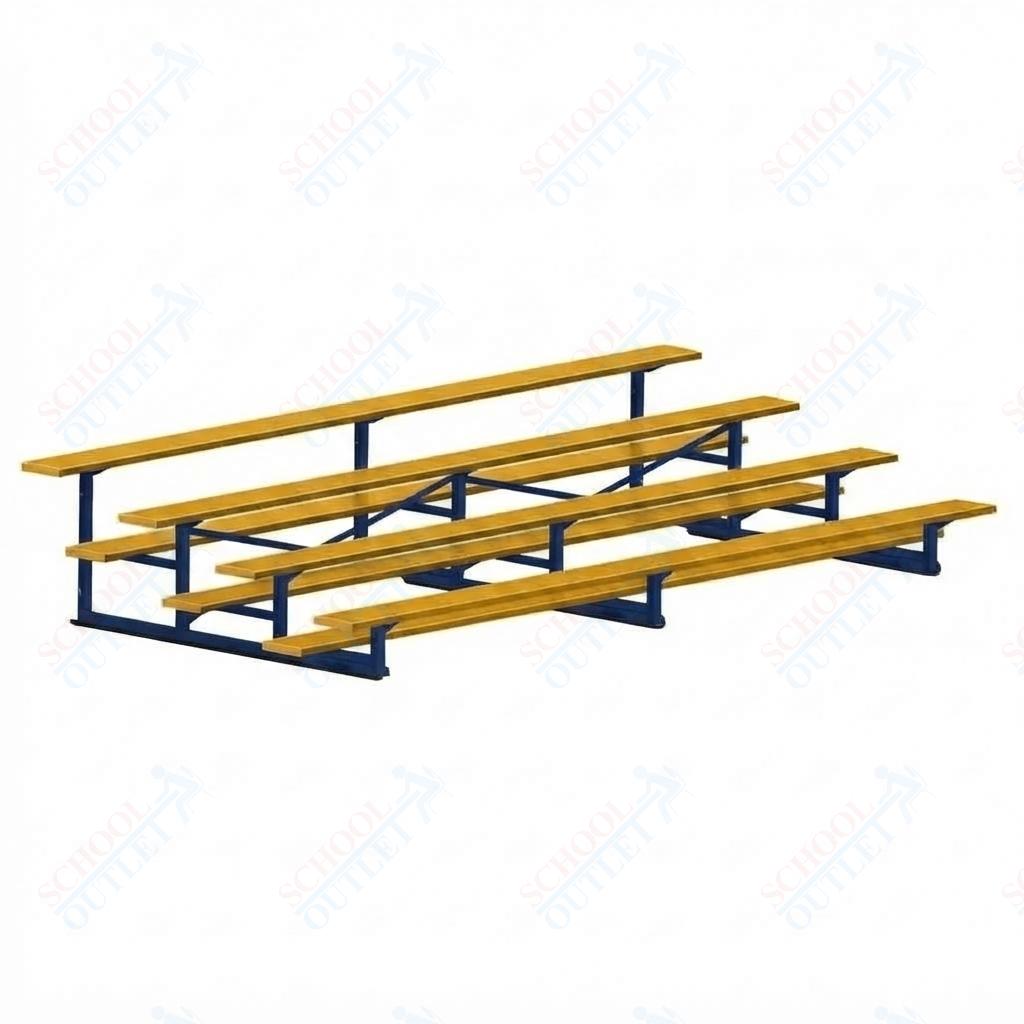 Jaypro Sports Bleacher - 4 Row - Single Foot Plank, Aluminum & Steel Bleachers, Powder Coated - 15' L (BLCH-4PC) - SchoolOutlet
