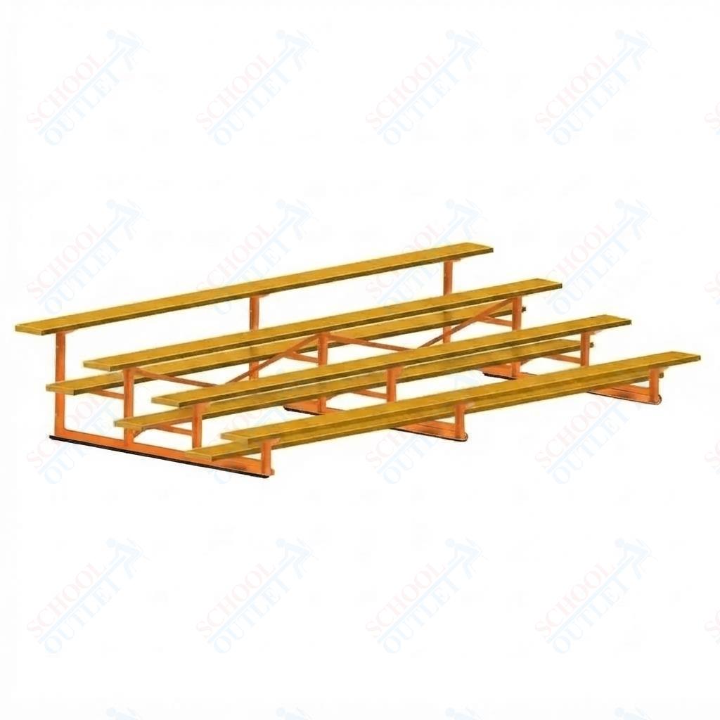 Jaypro Sports Bleacher - 4 Row - Single Foot Plank, Aluminum & Steel Bleachers, Powder Coated - 15' L (BLCH-4PC) - SchoolOutlet