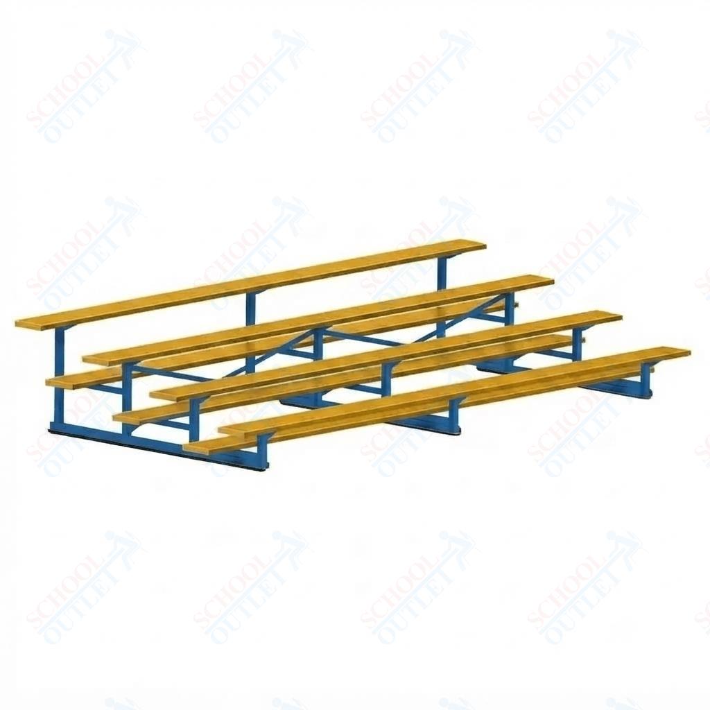 Jaypro Sports Bleacher - 4 Row - Single Foot Plank, Aluminum & Steel Bleachers, Powder Coated - 15' L (BLCH-4PC) - SchoolOutlet