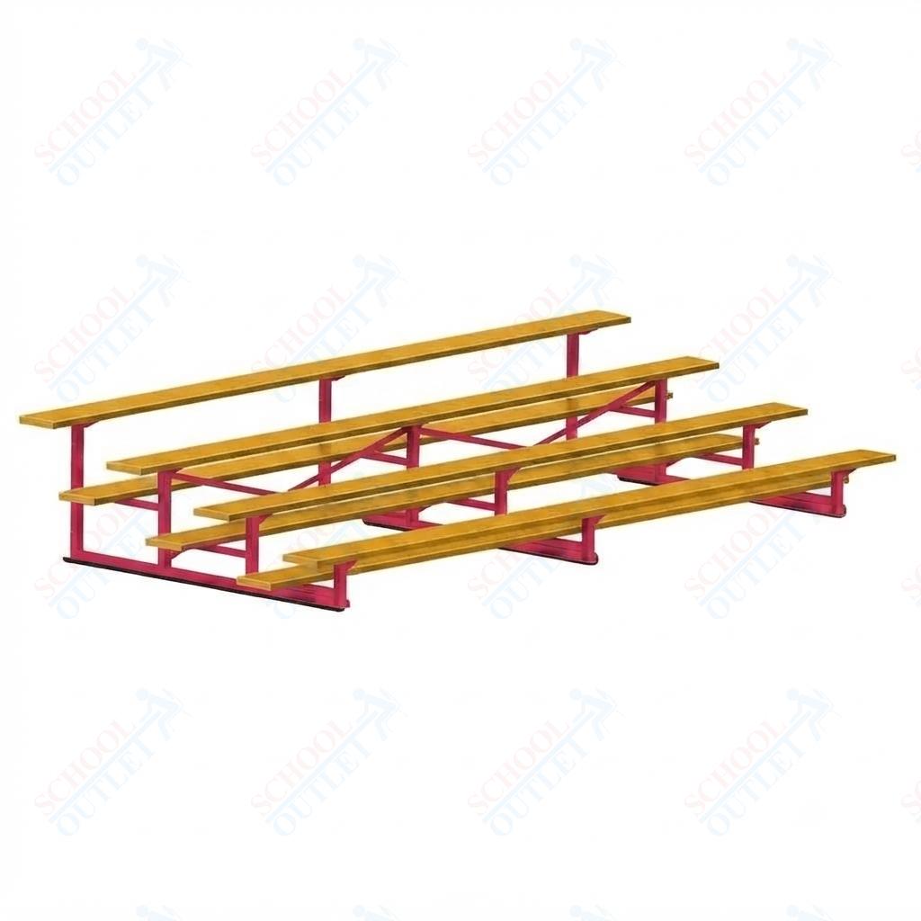 Jaypro Sports Bleacher - 4 Row - Single Foot Plank, Aluminum & Steel Bleachers, Powder Coated - 15' L (BLCH-4PC) - SchoolOutlet