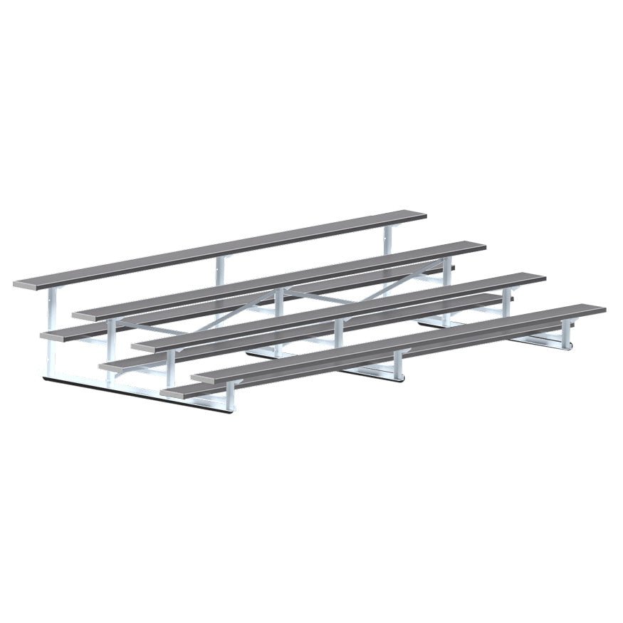 Jaypro Sports Bleacher - 4 Row - Single Foot Plank, Aluminum & Steel Bleachers, Powder Coated - 15' L (BLCH - 4PC) - SchoolOutlet