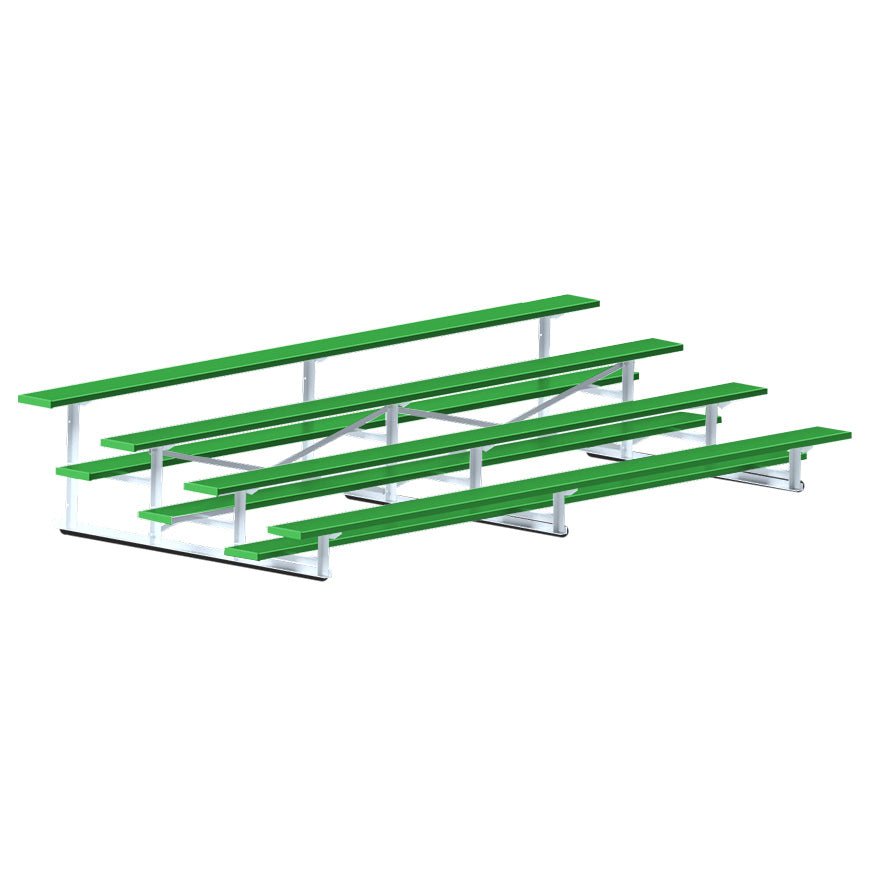 Jaypro Sports Bleacher - 4 Row - Single Foot Plank, Aluminum & Steel Bleachers, Powder Coated - 15' L (BLCH-4PC) - SchoolOutlet