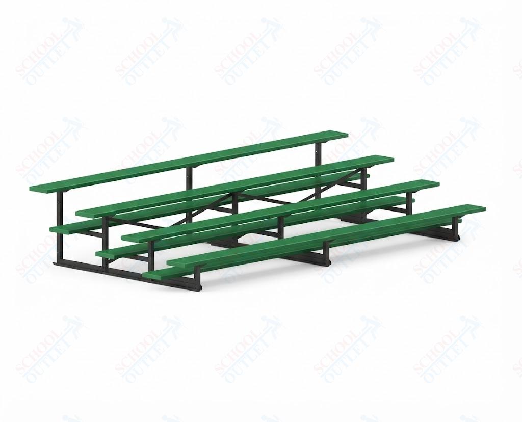 Jaypro Sports Bleacher - 4 Row - Single Foot Plank, Aluminum & Steel Bleachers, Powder Coated - 15' L (BLCH-4PC) - SchoolOutlet
