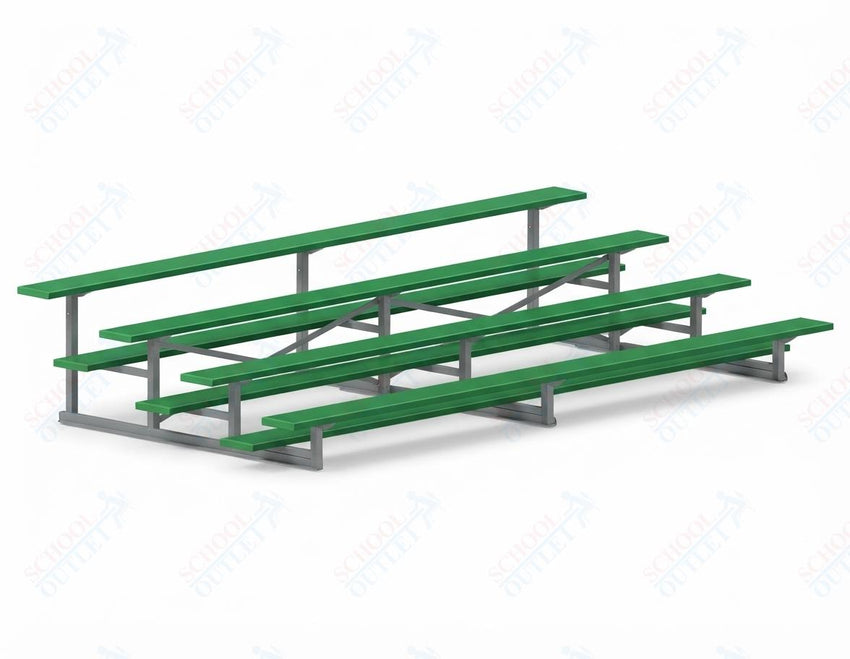 Jaypro Sports Bleacher - 4 Row - Single Foot Plank, Aluminum & Steel Bleachers, Powder Coated - 15' L (BLCH-4PC) - SchoolOutlet