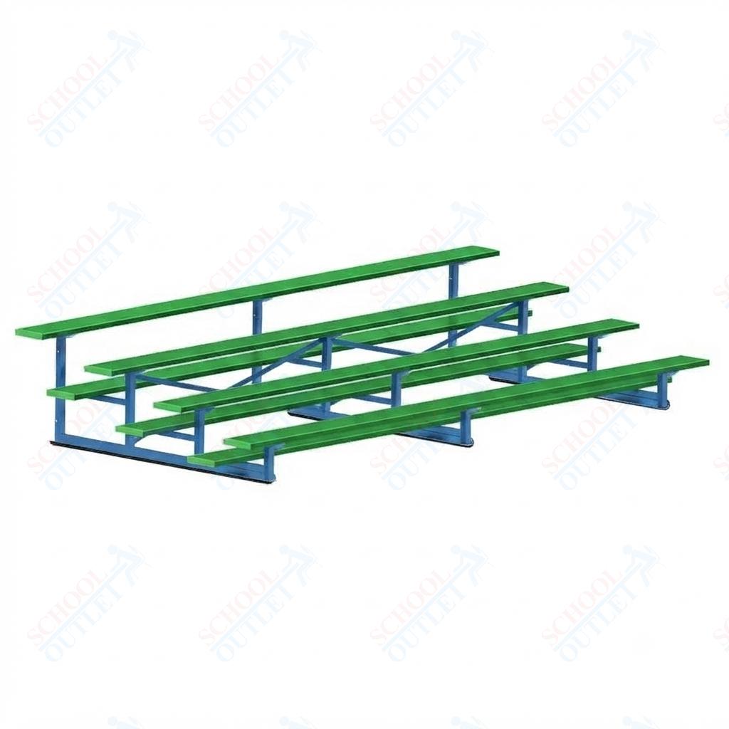 Jaypro Sports Bleacher - 4 Row - Single Foot Plank, Aluminum & Steel Bleachers, Powder Coated - 15' L (BLCH-4PC) - SchoolOutlet