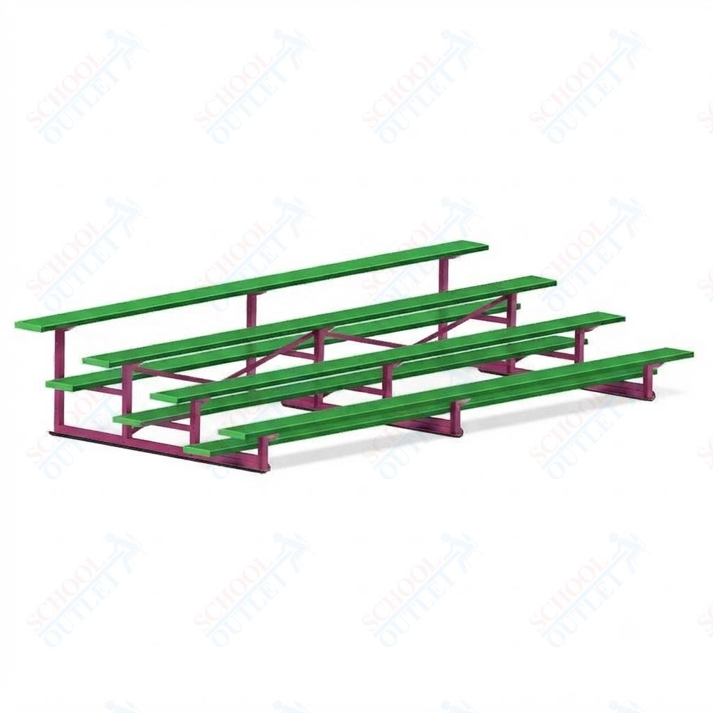 Jaypro Sports Bleacher - 4 Row - Single Foot Plank, Aluminum & Steel Bleachers, Powder Coated - 15' L (BLCH-4PC) - SchoolOutlet