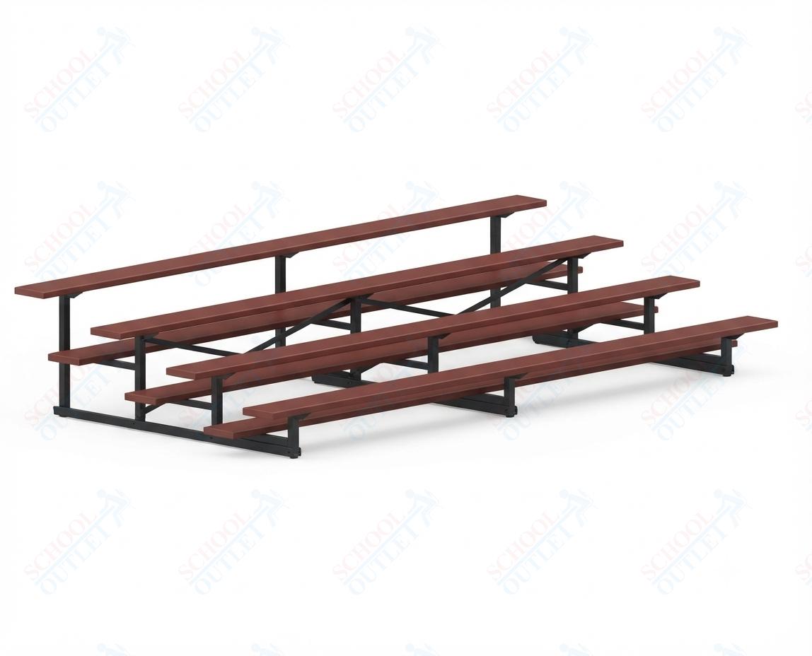 Jaypro Sports Bleacher - 4 Row - Single Foot Plank, Aluminum & Steel Bleachers, Powder Coated - 15' L (BLCH-4PC) - SchoolOutlet