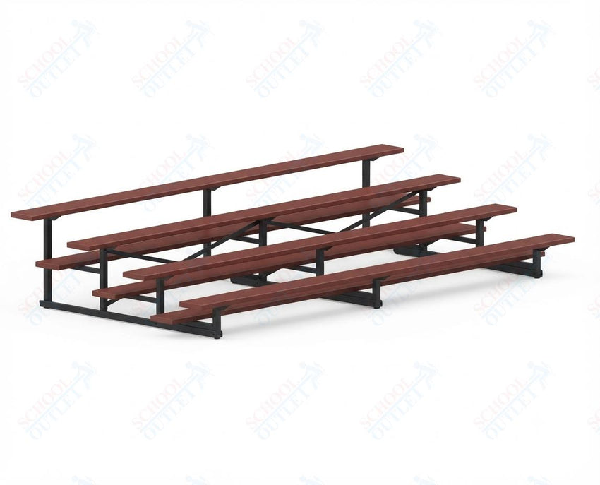 Jaypro Sports Bleacher - 4 Row - Single Foot Plank, Aluminum & Steel Bleachers, Powder Coated - 15' L (BLCH-4PC) - SchoolOutlet