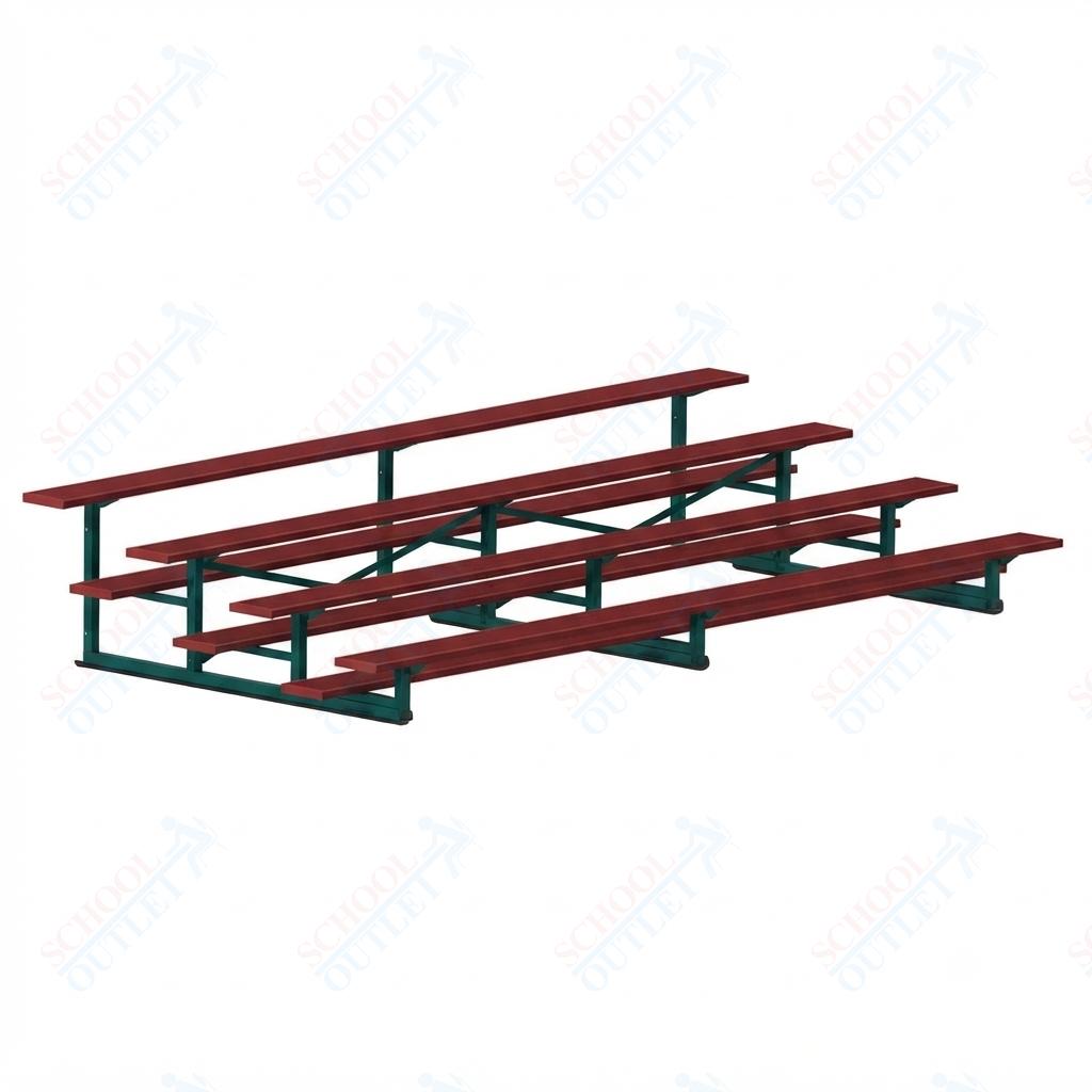 Jaypro Sports Bleacher - 4 Row - Single Foot Plank, Aluminum & Steel Bleachers, Powder Coated - 15' L (BLCH-4PC) - SchoolOutlet