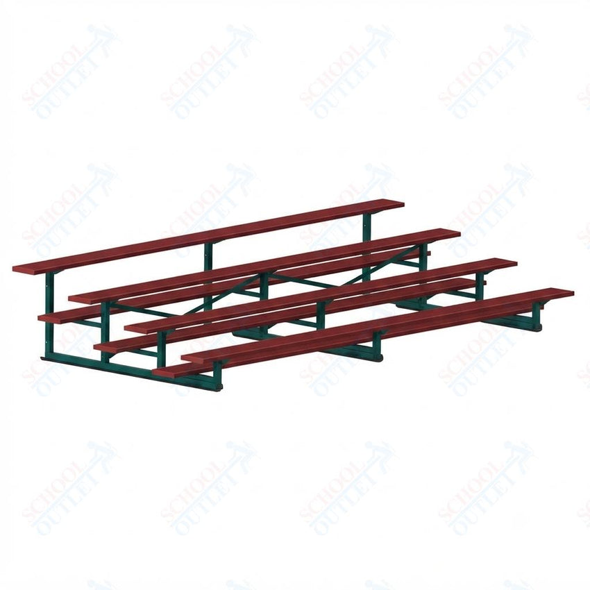 Jaypro Sports Bleacher - 4 Row - Single Foot Plank, Aluminum & Steel Bleachers, Powder Coated - 15' L (BLCH-4PC) - SchoolOutlet