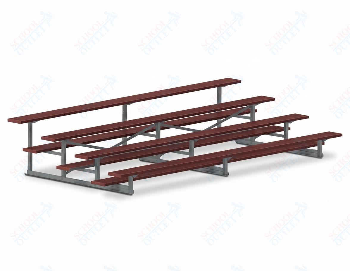 Jaypro Sports Bleacher - 4 Row - Single Foot Plank, Aluminum & Steel Bleachers, Powder Coated - 15' L (BLCH-4PC) - SchoolOutlet