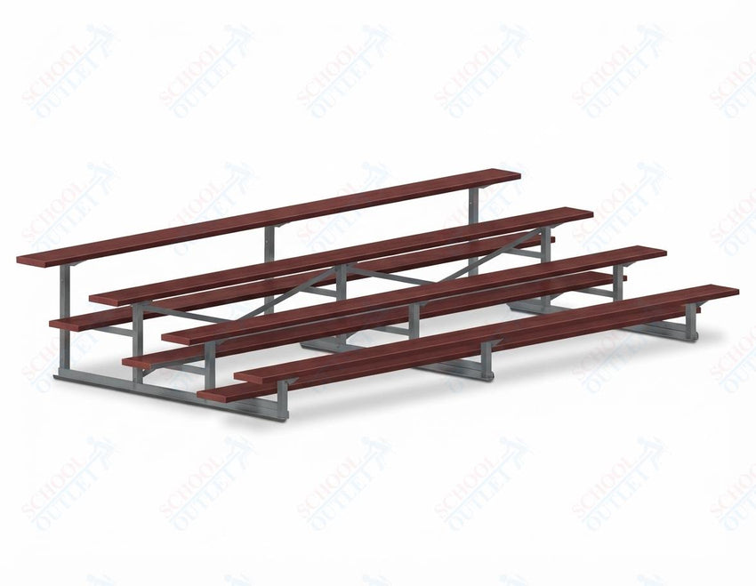 Jaypro Sports Bleacher - 4 Row - Single Foot Plank, Aluminum & Steel Bleachers, Powder Coated - 15' L (BLCH-4PC) - SchoolOutlet