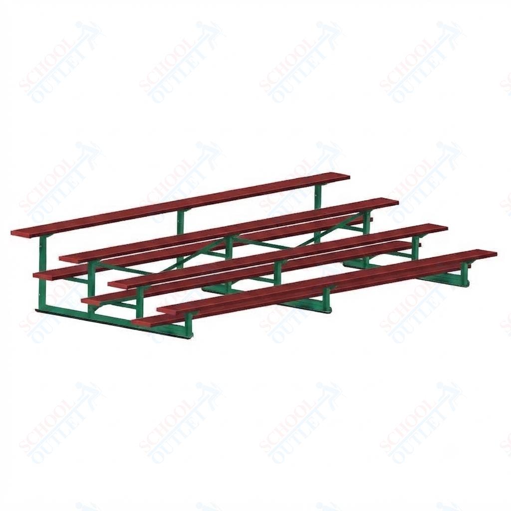 Jaypro Sports Bleacher - 4 Row - Single Foot Plank, Aluminum & Steel Bleachers, Powder Coated - 15' L (BLCH-4PC) - SchoolOutlet