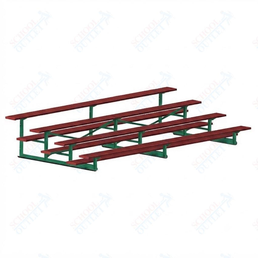 Jaypro Sports Bleacher - 4 Row - Single Foot Plank, Aluminum & Steel Bleachers, Powder Coated - 15' L (BLCH-4PC) - SchoolOutlet