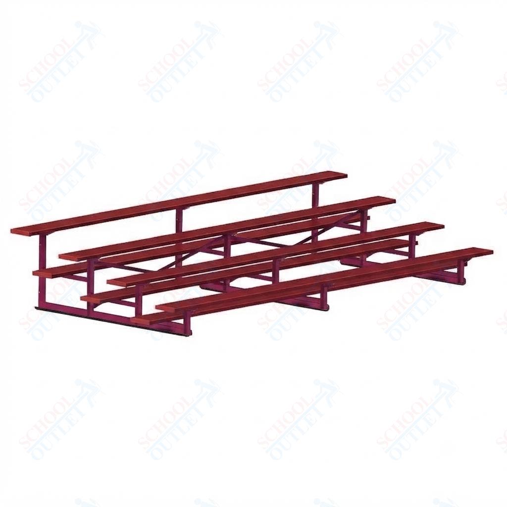 Jaypro Sports Bleacher - 4 Row - Single Foot Plank, Aluminum & Steel Bleachers, Powder Coated - 15' L (BLCH-4PC) - SchoolOutlet