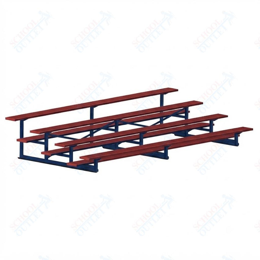 Jaypro Sports Bleacher - 4 Row - Single Foot Plank, Aluminum & Steel Bleachers, Powder Coated - 15' L (BLCH-4PC) - SchoolOutlet