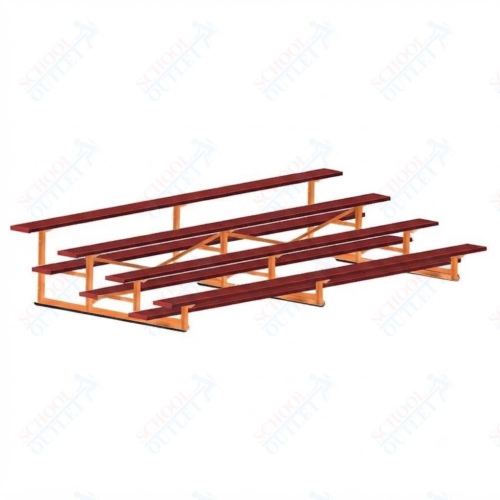 Jaypro Sports Bleacher - 4 Row - Single Foot Plank, Aluminum & Steel Bleachers, Powder Coated - 15' L (BLCH-4PC) - SchoolOutlet