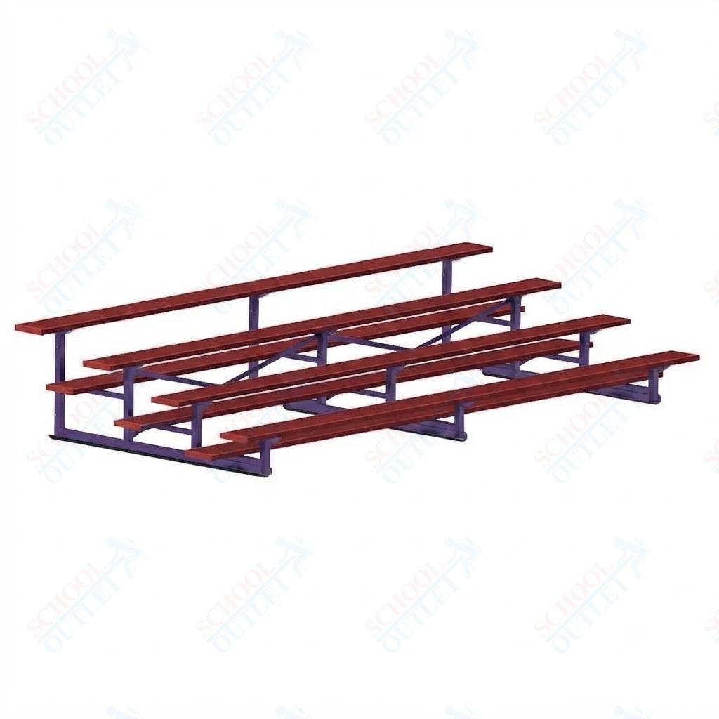 Jaypro Sports Bleacher - 4 Row - Single Foot Plank, Aluminum & Steel Bleachers, Powder Coated - 15' L (BLCH-4PC) - SchoolOutlet