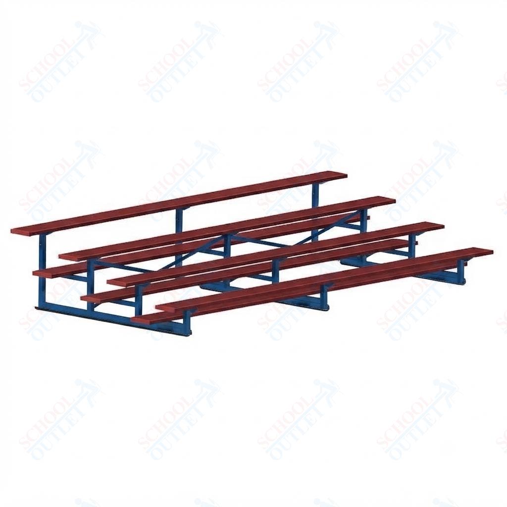 Jaypro Sports Bleacher - 4 Row - Single Foot Plank, Aluminum & Steel Bleachers, Powder Coated - 15' L (BLCH-4PC) - SchoolOutlet