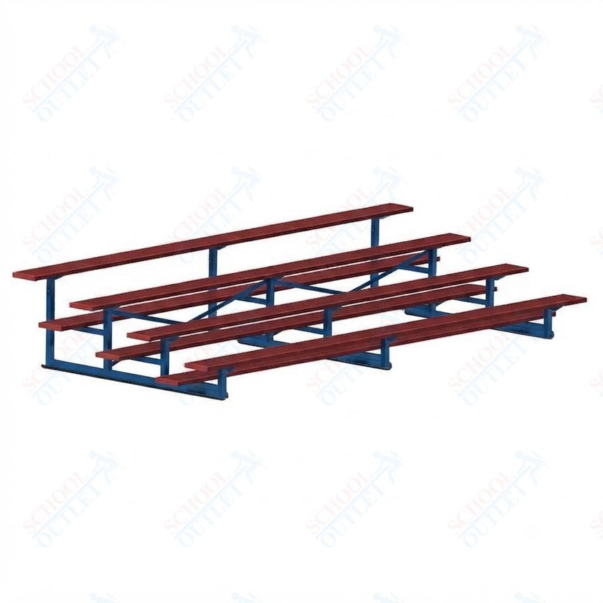 Jaypro Sports Bleacher - 4 Row - Single Foot Plank, Aluminum & Steel Bleachers, Powder Coated - 15' L (BLCH-4PC) - SchoolOutlet
