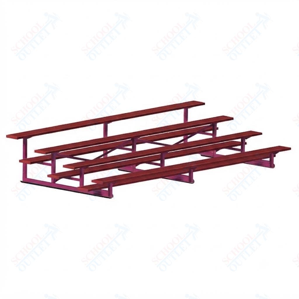 Jaypro Sports Bleacher - 4 Row - Single Foot Plank, Aluminum & Steel Bleachers, Powder Coated - 15' L (BLCH-4PC) - SchoolOutlet