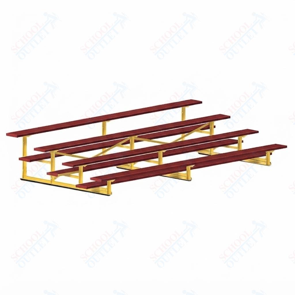 Jaypro Sports Bleacher - 4 Row - Single Foot Plank, Aluminum & Steel Bleachers, Powder Coated - 15' L (BLCH-4PC) - SchoolOutlet
