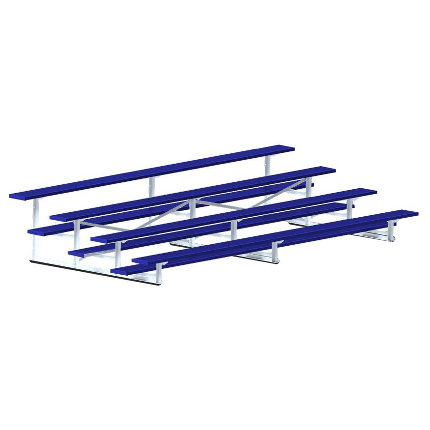 Jaypro Sports Bleacher - 4 Row - Single Foot Plank, Aluminum & Steel Bleachers, Powder Coated - 15' L (BLCH-4PC) - SchoolOutlet