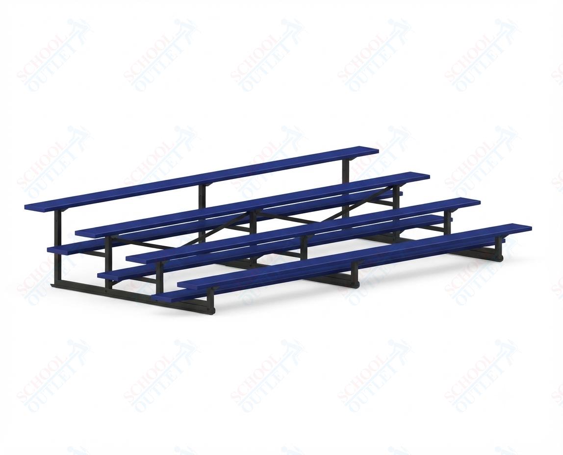 Jaypro Sports Bleacher - 4 Row - Single Foot Plank, Aluminum & Steel Bleachers, Powder Coated - 15' L (BLCH-4PC) - SchoolOutlet
