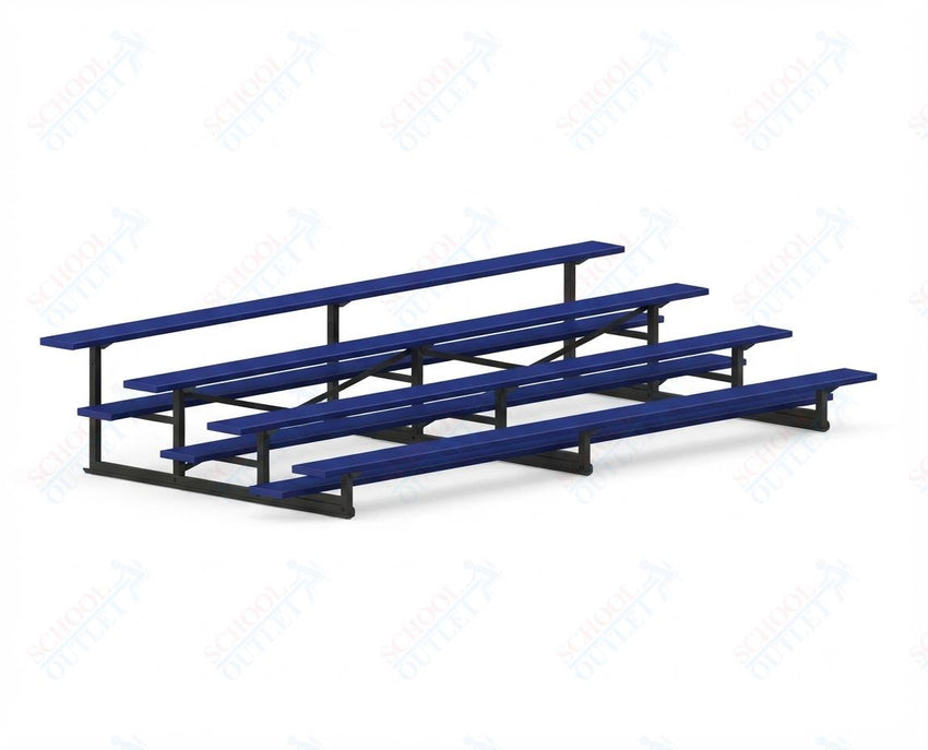Jaypro Sports Bleacher - 4 Row - Single Foot Plank, Aluminum & Steel Bleachers, Powder Coated - 15' L (BLCH-4PC) - SchoolOutlet