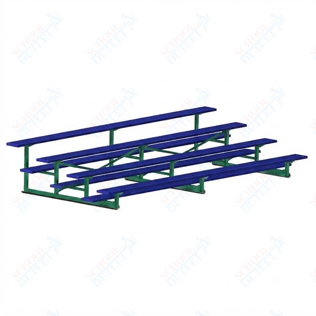 Jaypro Sports Bleacher - 4 Row - Single Foot Plank, Aluminum & Steel Bleachers, Powder Coated - 15' L (BLCH-4PC) - SchoolOutlet