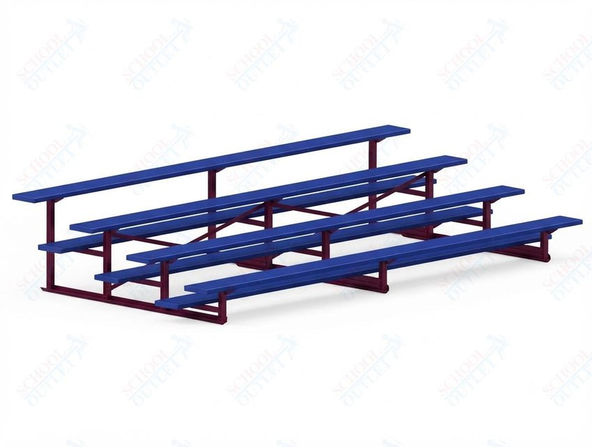 Jaypro Sports Bleacher - 4 Row - Single Foot Plank, Aluminum & Steel Bleachers, Powder Coated - 15' L (BLCH-4PC) - SchoolOutlet