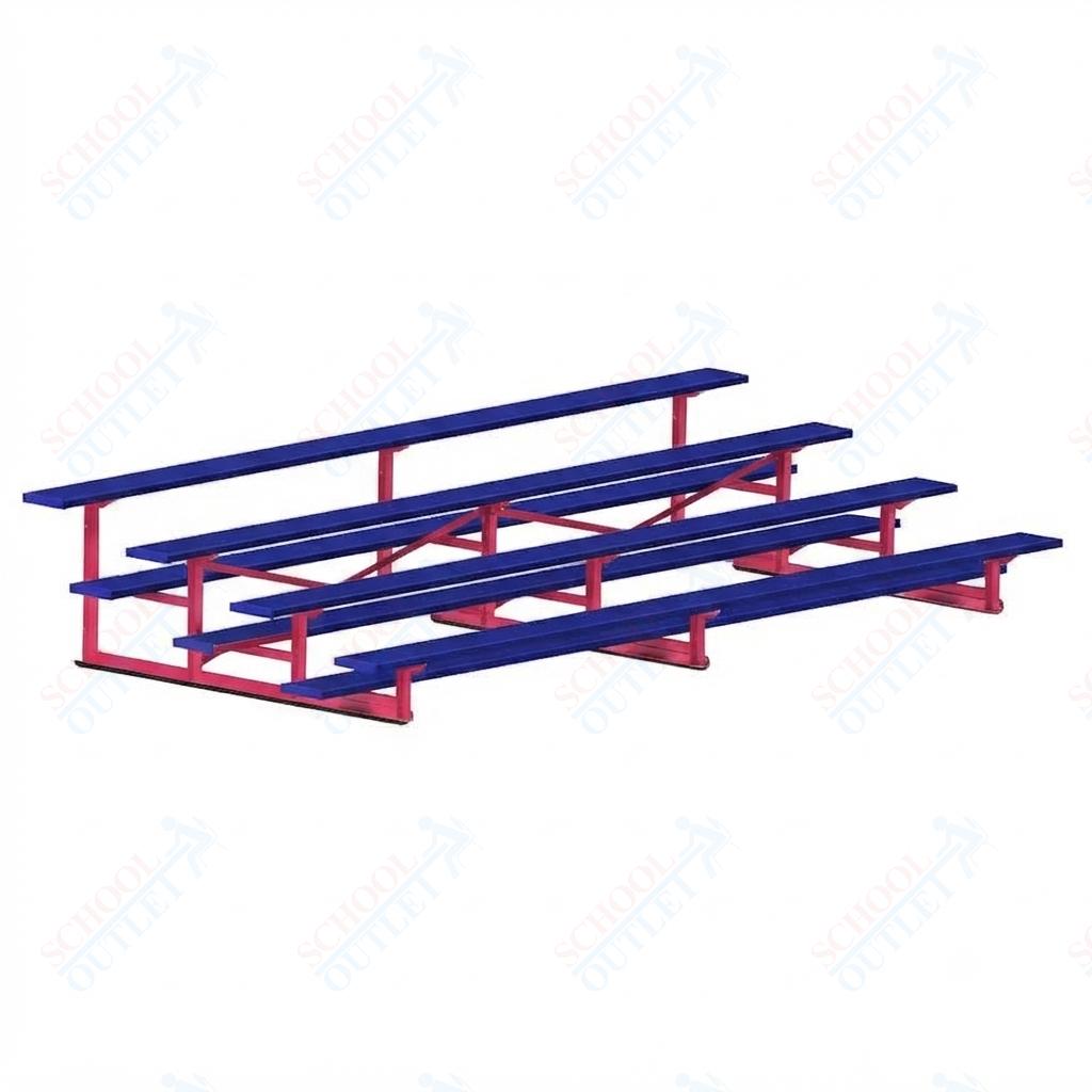 Jaypro Sports Bleacher - 4 Row - Single Foot Plank, Aluminum & Steel Bleachers, Powder Coated - 15' L (BLCH-4PC) - SchoolOutlet