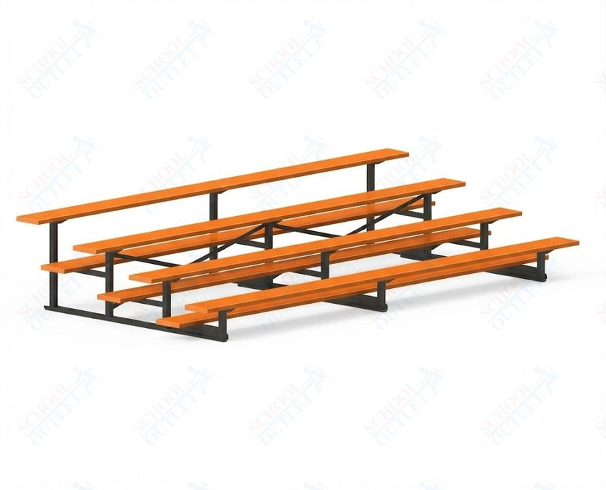 Jaypro Sports Bleacher - 4 Row - Single Foot Plank, Aluminum & Steel Bleachers, Powder Coated - 15' L (BLCH-4PC) - SchoolOutlet