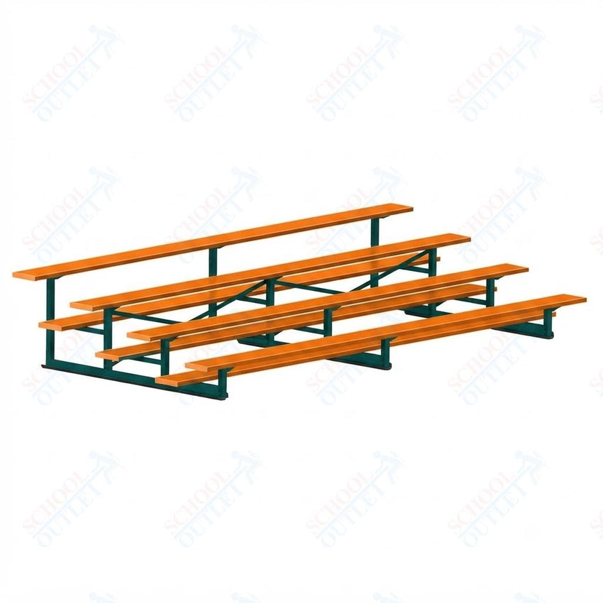 Jaypro Sports Bleacher - 4 Row - Single Foot Plank, Aluminum & Steel Bleachers, Powder Coated - 15' L (BLCH-4PC) - SchoolOutlet