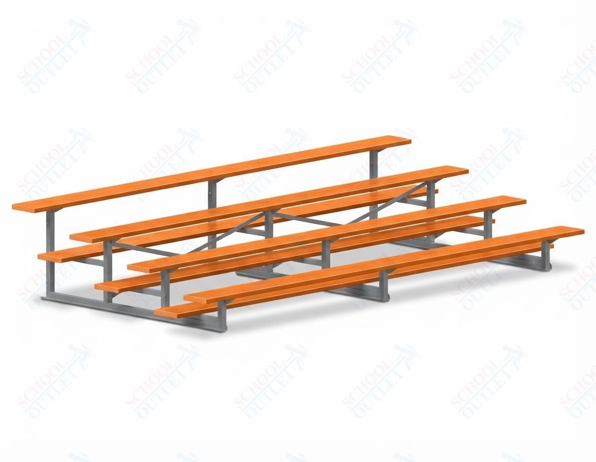 Jaypro Sports Bleacher - 4 Row - Single Foot Plank, Aluminum & Steel Bleachers, Powder Coated - 15' L (BLCH-4PC) - SchoolOutlet